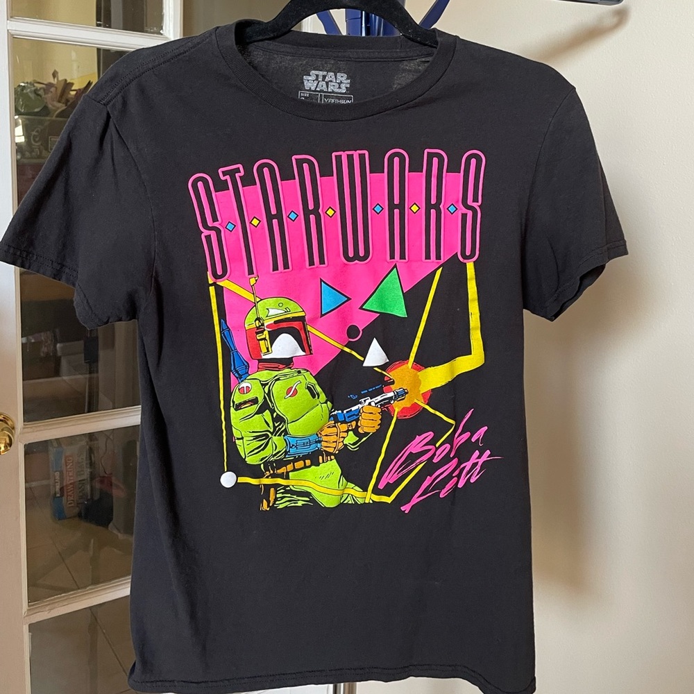 Star Wars 80s-style Boba Fett T-shirt, black, size S